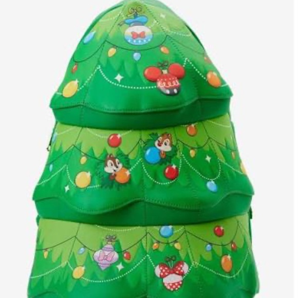 Loungefly Disney Chip 'N Dale Christmas Tree LED Lights Mini Backpack - Picture 2 of 7